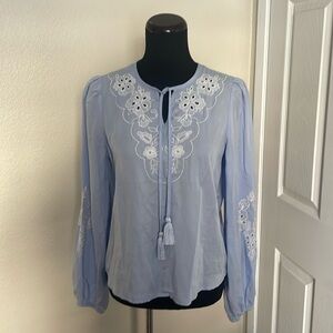 New RACHEL ZOE Long Sleeve Lace Blouse Top